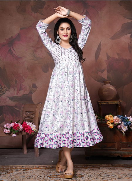 Trendy White Beauty 01 Printed Anarkali Kurtis Catalog
 Catalog